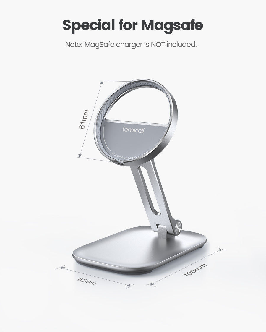 Phone Stand for MagSafe Charger - Foldable Adjustable Charging Holder Dock Cradle for Desk