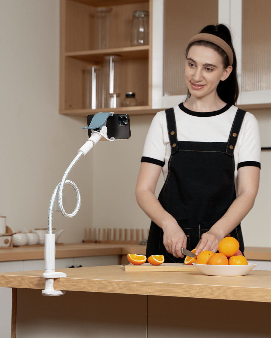 Gooseneck Phone Holder Bed - Flexible Arm, Overall Length 38inch, 360 Adjustable Clamp Clip