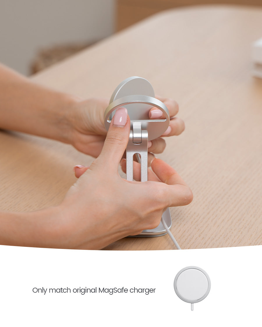 Phone Stand for MagSafe Charger - Foldable Adjustable Charging Holder Dock Cradle for Desk