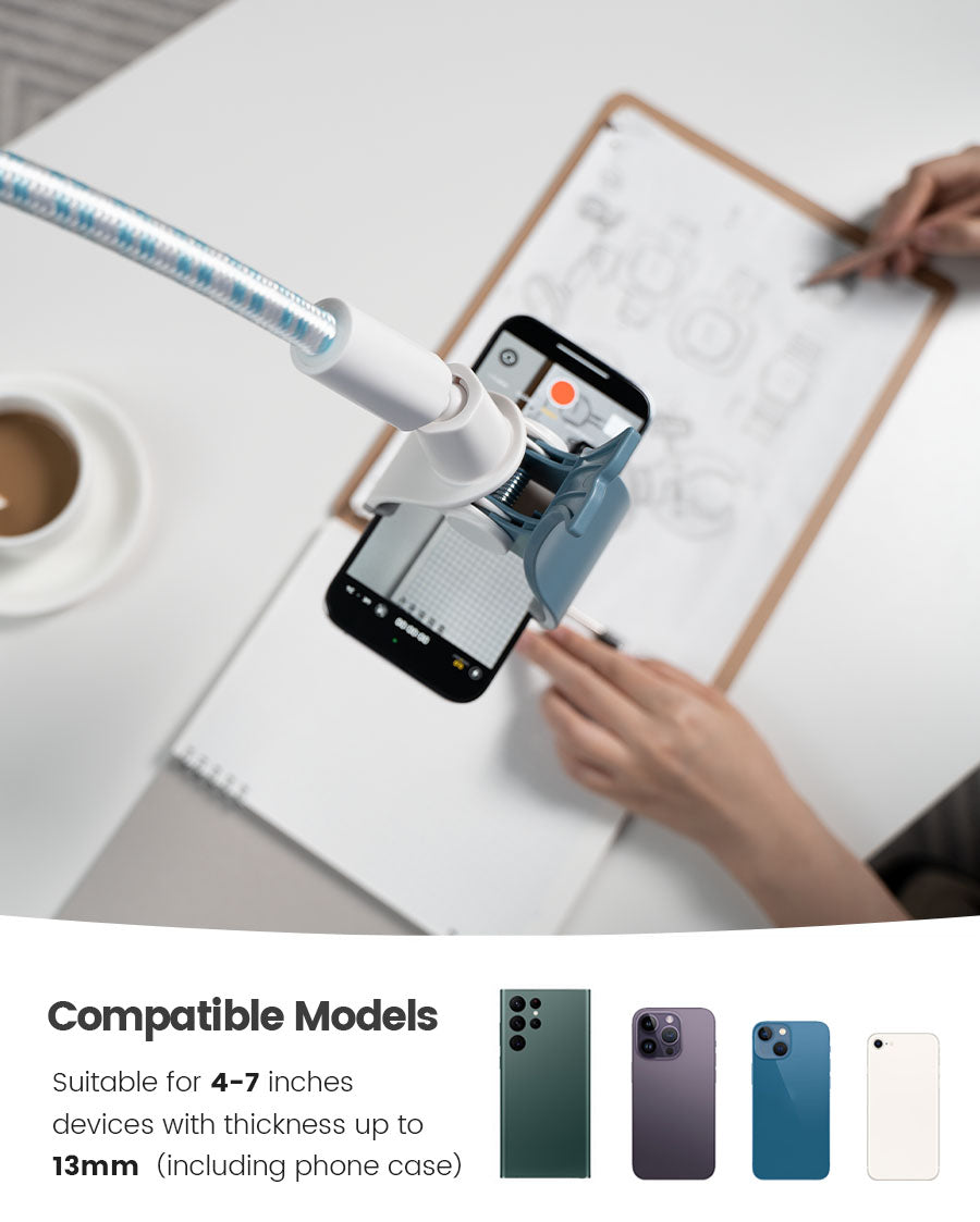 Gooseneck Phone Holder Bed - Flexible Arm, Overall Length 38inch, 360 Adjustable Clamp Clip