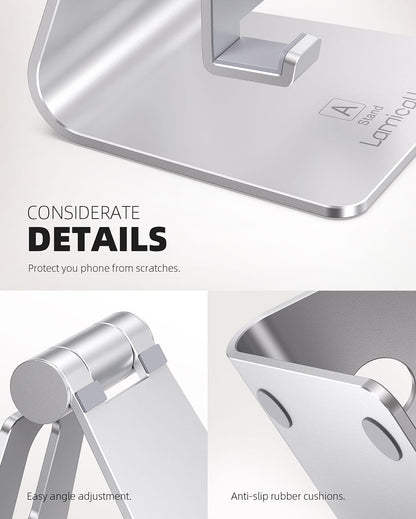 Adjustable Cell Phone Stand, Aluminum Desktop Phone Dock Holder, Office Accessories