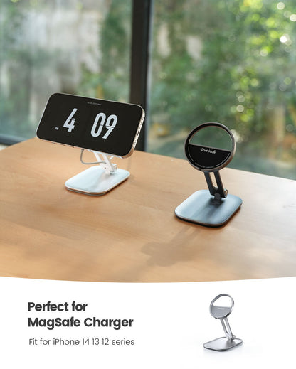 Phone Stand for MagSafe Charger - Foldable Adjustable Charging Holder Dock Cradle for Desk