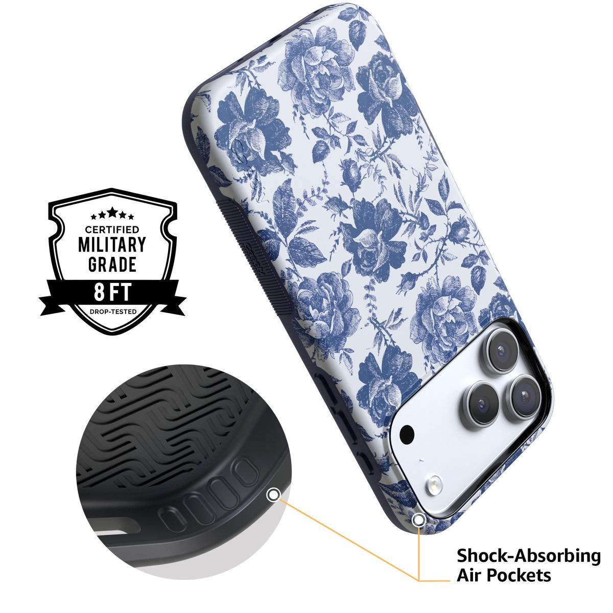 Rose to Fame | Blue & White Rose Floral Case