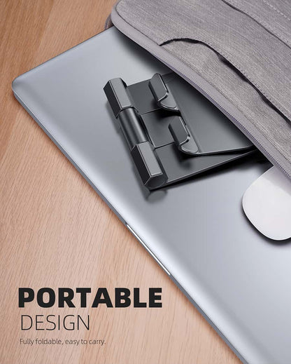 2025 Upgrade Super Stable Cell Phone Stand for Desk - Foldable Portable Aluminum Desktop Phone Holder Cradle Dock