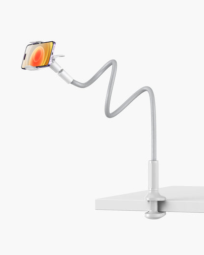 Gooseneck Phone Holder for Bed - Overall Length 38.6in, Flexible Leather Wrapped Arm, 360 Adjustable Clamp Clip