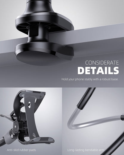 Holder Bed Gooseneck Mount - Cell Phone Clamp Clip for Desk with Grip Flexible Lazy Long Arm for Headboard Bedside