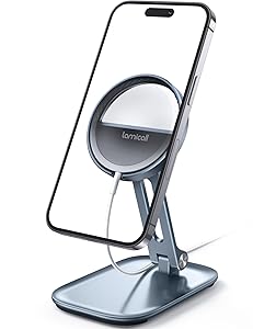 Phone Stand for MagSafe Charger - Foldable Adjustable Charging Holder Dock Cradle for Desk