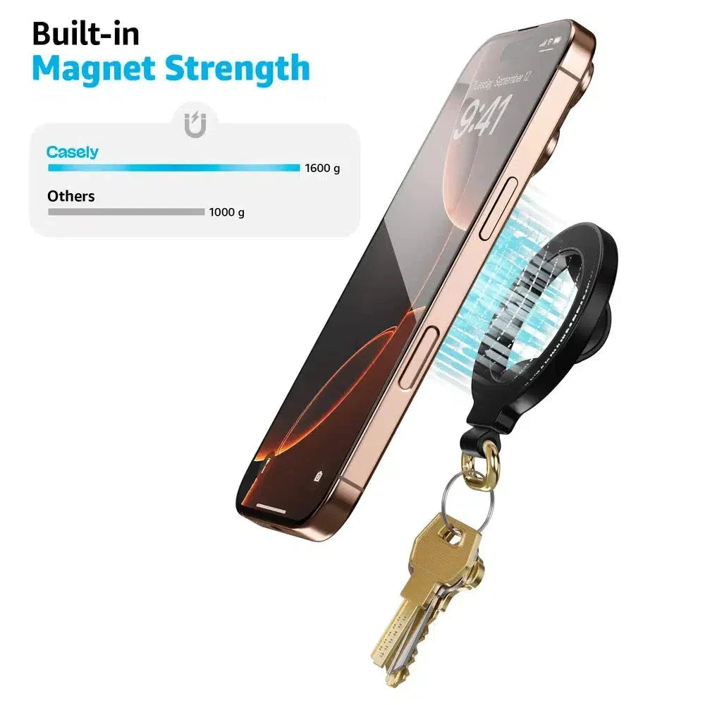 MagRing+ | Black Magnetic Adjustable Phone Ring with Keychain