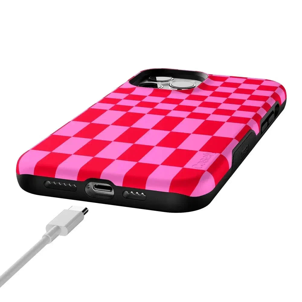 Vibe Check | Pink Checkerboard Case