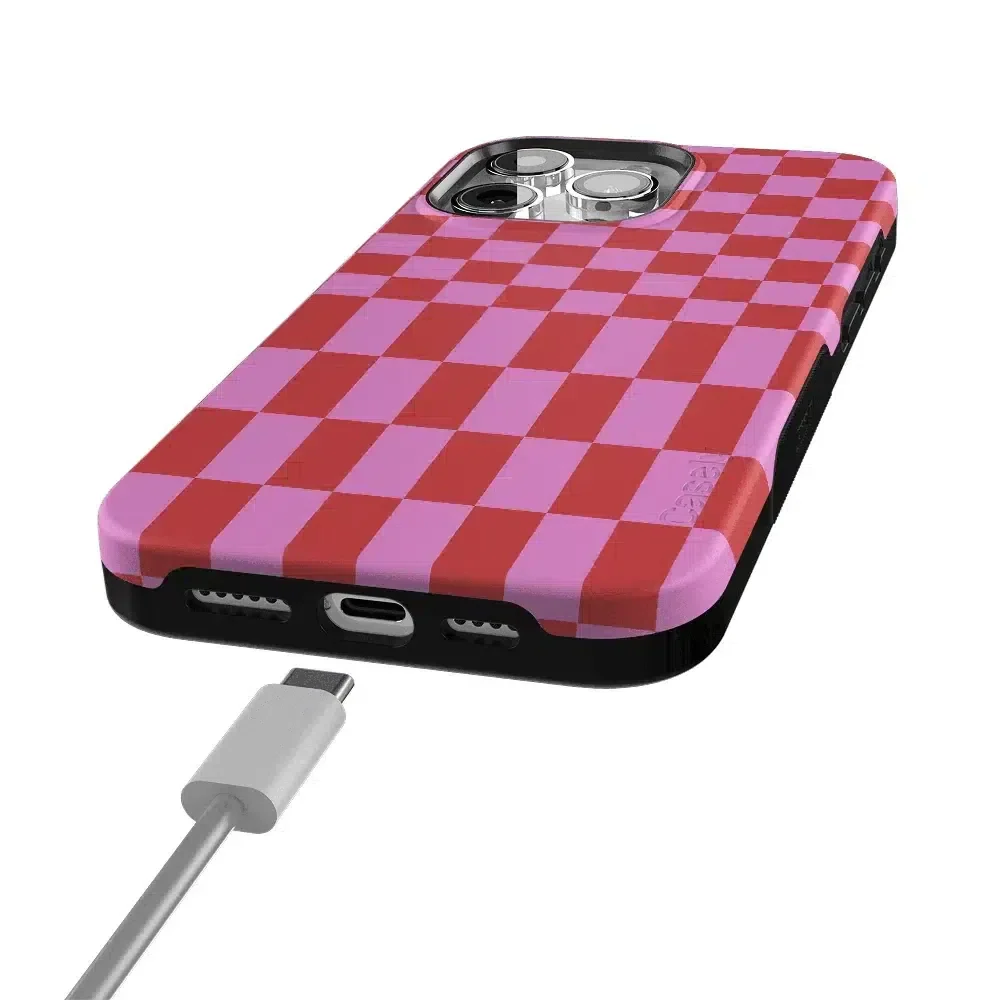 Vibe Check | Pink Checkerboard Case