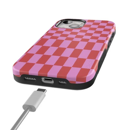 Vibe Check | Pink Checkerboard Case