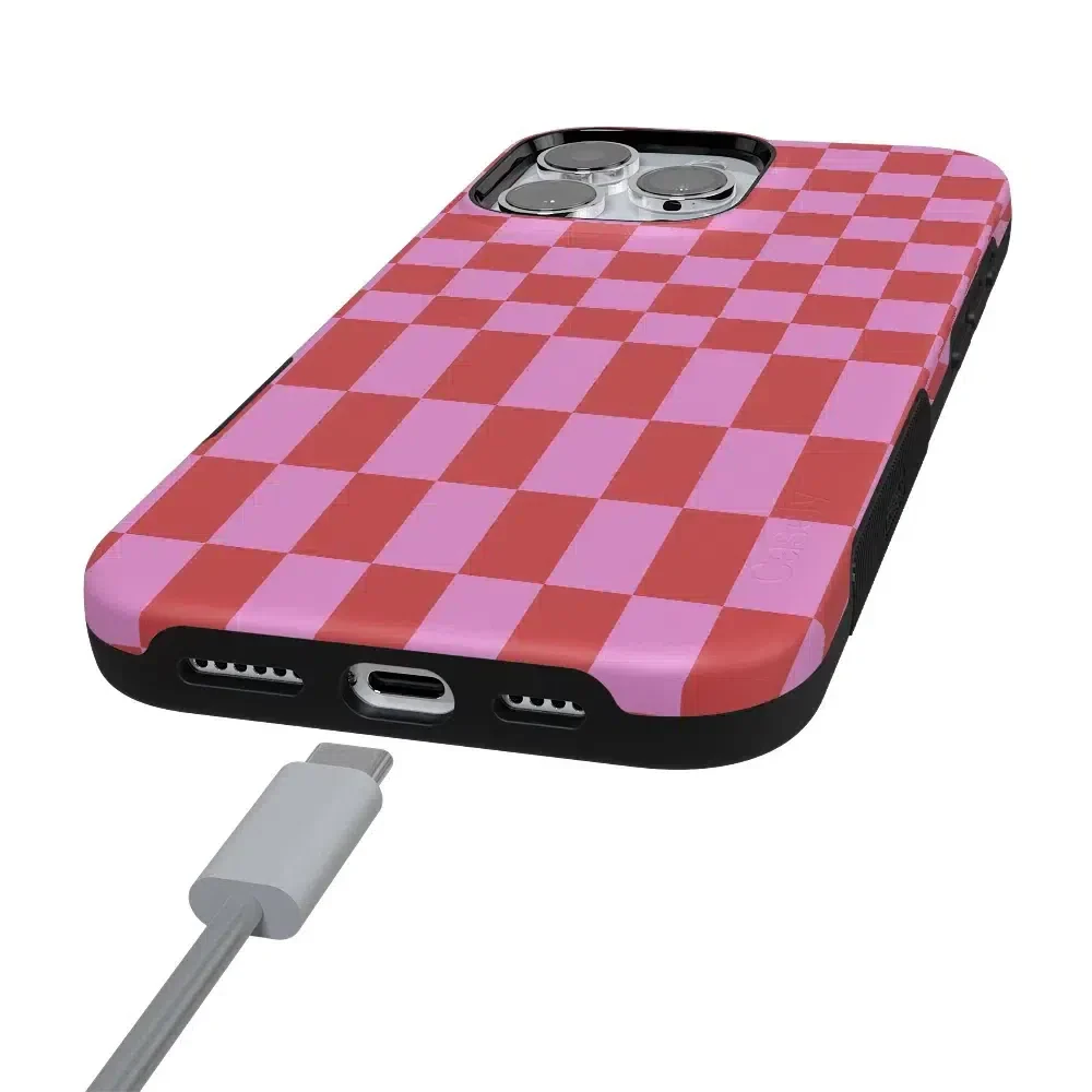Vibe Check | Pink Checkerboard Case